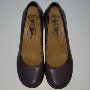 Fly London Round Toe Purple Wedge Shoes sz 41
